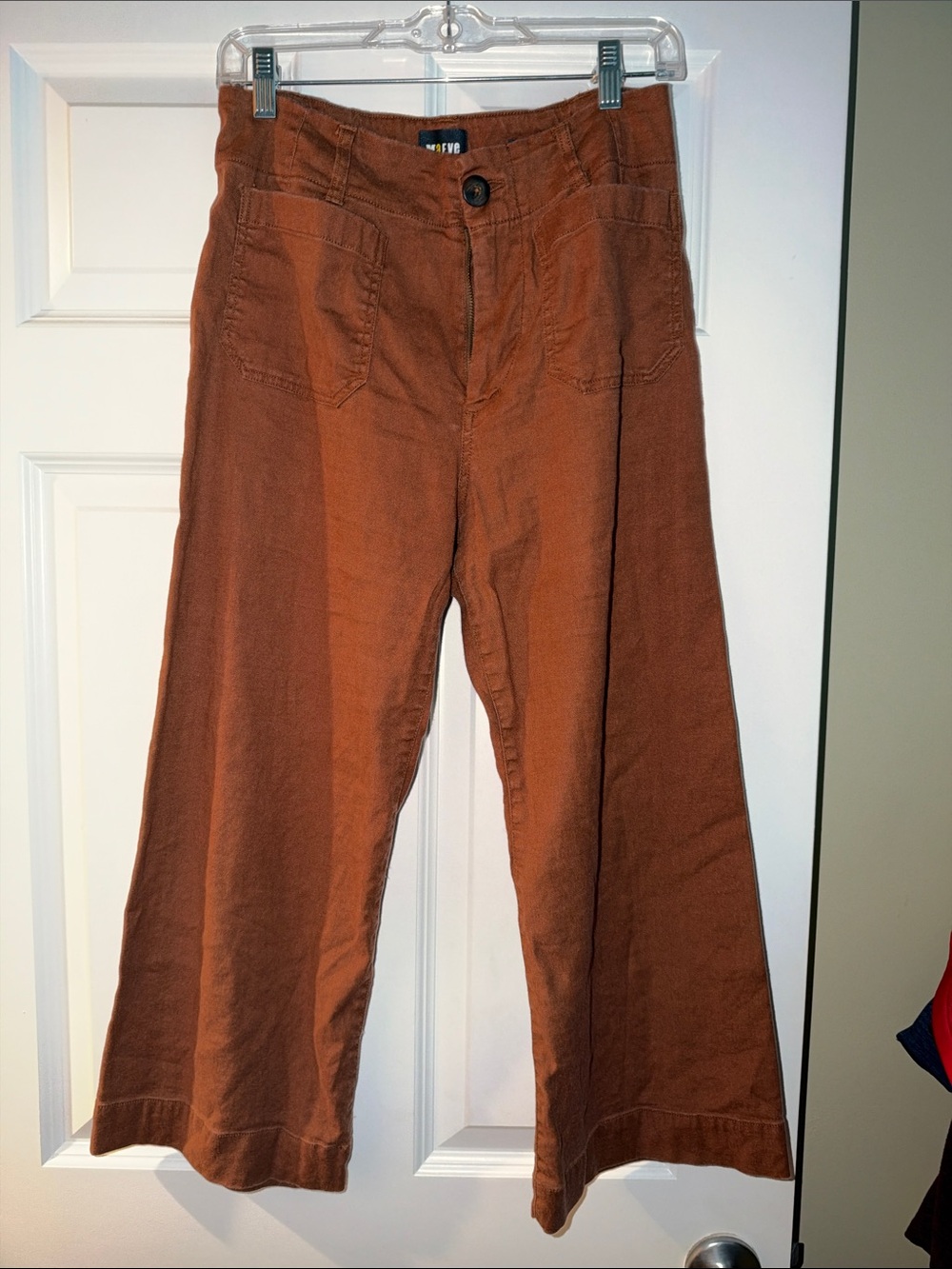 Maeve Corduroy Wide-Leg Pants in Rust Brown